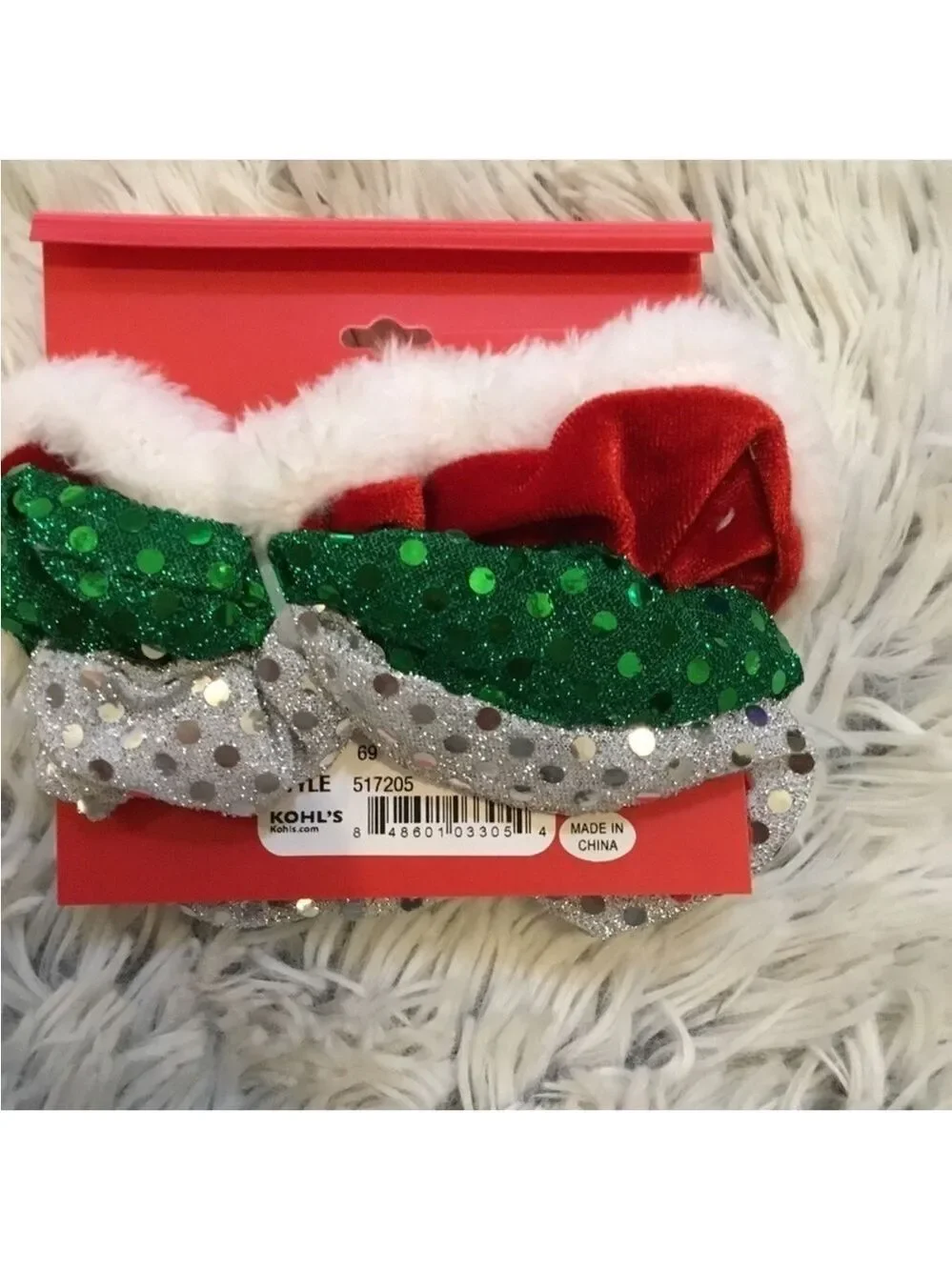 KOHL’S Celebrate Together Christmas cat ears headband set 3 scrunchies